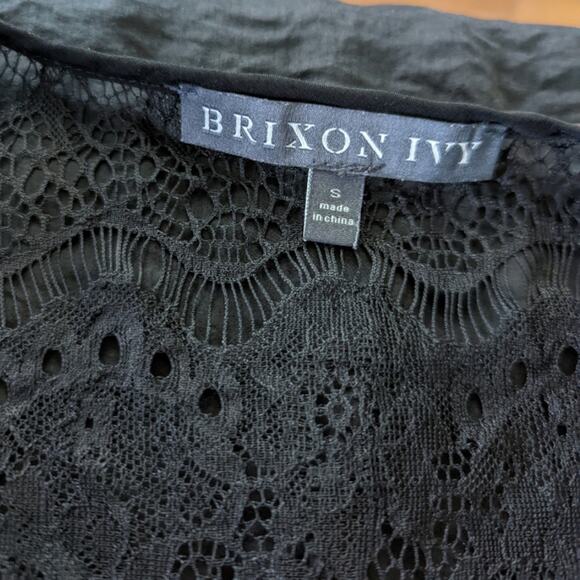 Brixton Ivy Lace Back V Neck Black Blouse Sz Small - Picture 5 of 6